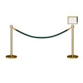 Montour Line Stanchion Post & Rope Kit Pol.Brass, 2CrownTop 1Green Rope 8.5x11H Sign C-Kit-1-PB-CN-1-Tapped-1-8511-H-1-PVR-GN-PB